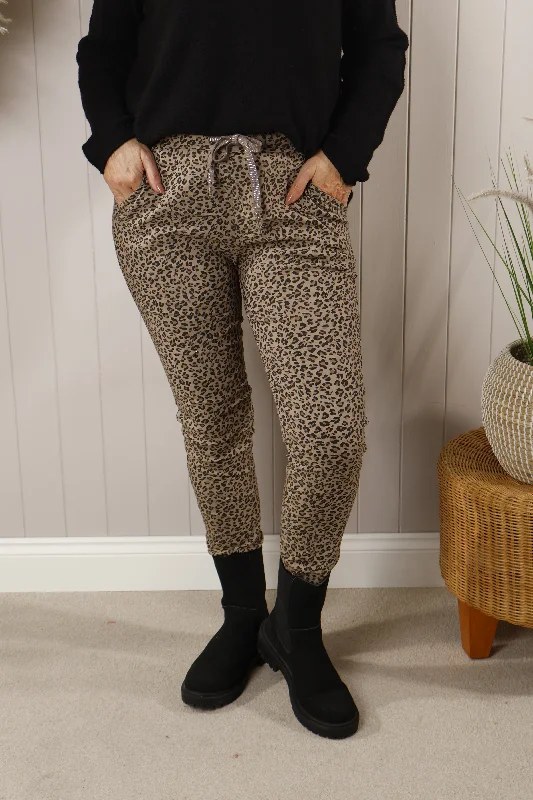 Latest Trends Animal Print Magic Pants Mocha