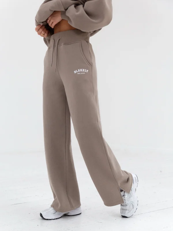 Exclusive Discounts Varsity Wide Leg Sweatpants - Light Beige