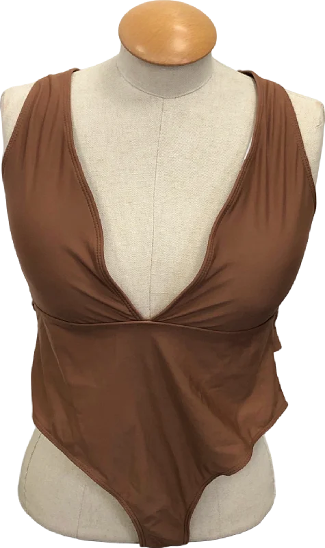 New Season Fashion Preview Brown V-Neck Swimsuit Body UK XL