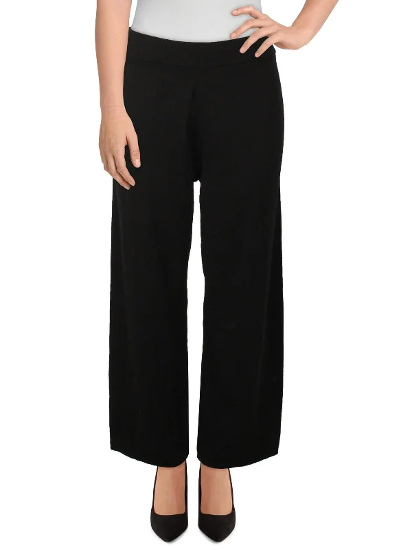 Flash Discount Womens Ribbed Trim Pull On Wide Leg Pants