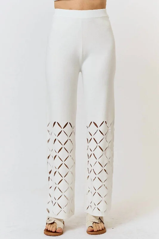 Vintage Women’s Fashion Cut Out Detail Sweater Pant In Ivory