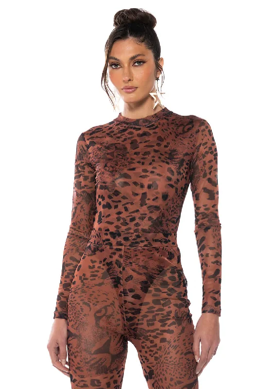 High-End Women’s Apparel WILD CHEETAH PRINT LONGSLEEVE BODYSUIT