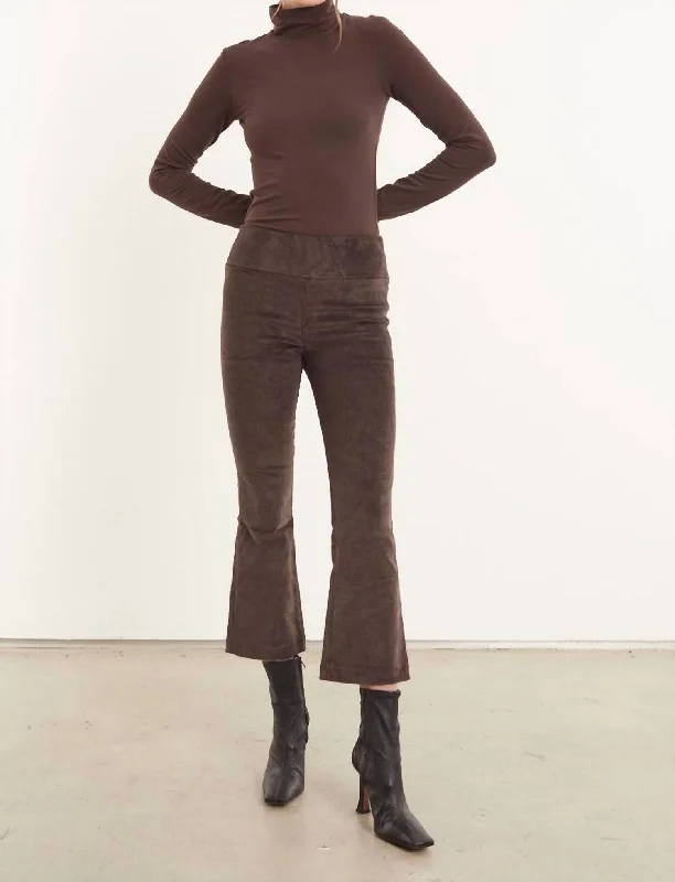 Unbeatable Prices Crop Flare Corduroy Pants In Chocolate