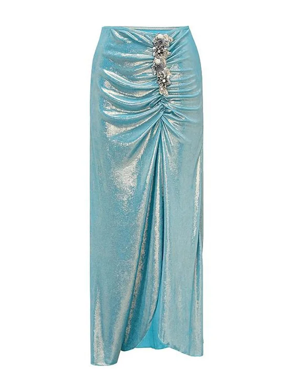 Chic Casual Style Blue 1930s Shimmery Beading Cover-Up