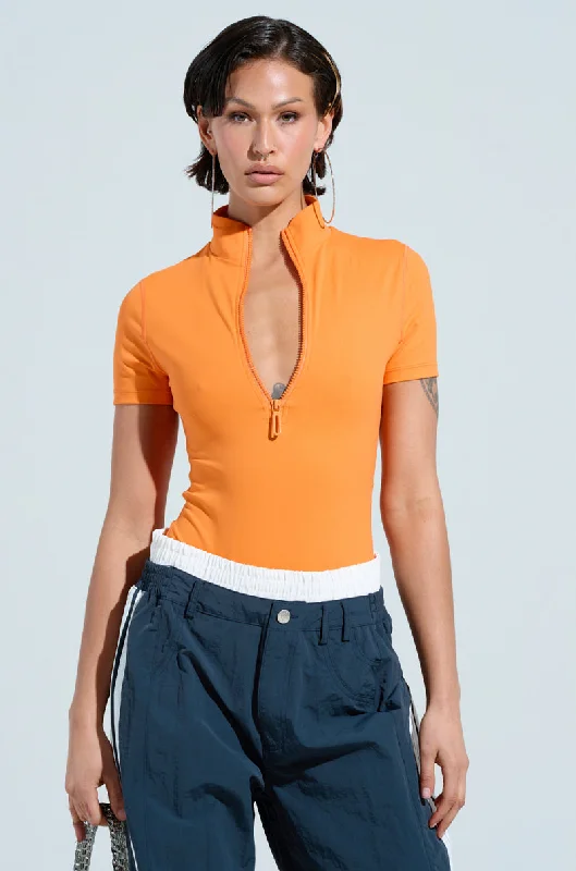 Chic Trends For The Fashion Savvy PAXTON ZIP UP SHORT SLEEVE BODYSUIT