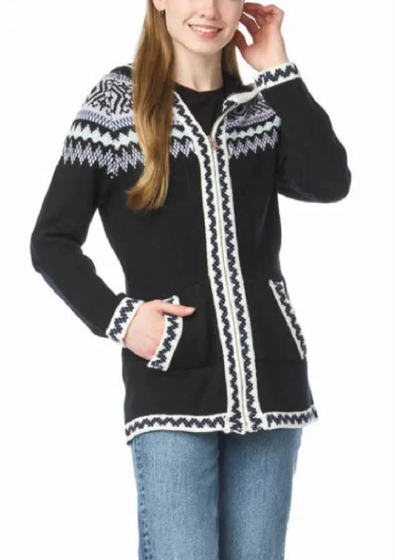 Outfits For Women Winnie Fair Isle Hooded Knit Jacket In Black