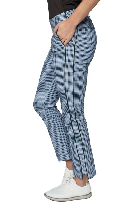 Stylish Everyday Clothing Zoo Blue/Cocoa Checkered Stretch Ankle Pant