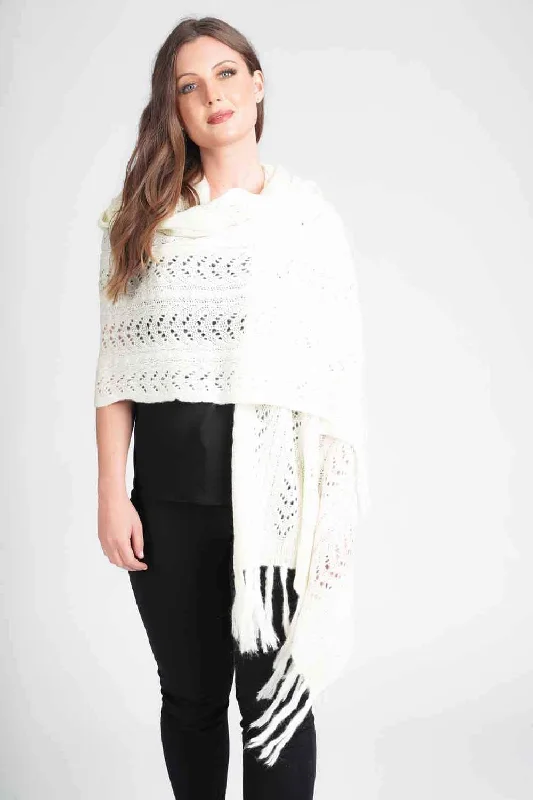 Final Sale Saloos Tassled Knit Shawl with Hoodie