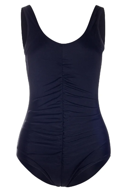 Daily Deals Plain Swimsuit with rouching front | Black | 0704YY