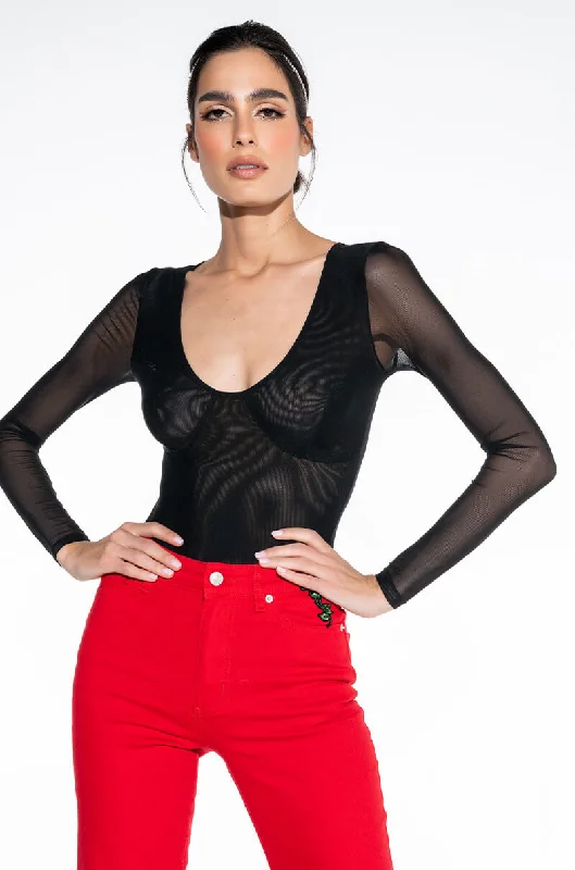 New Styles Just In PAXTON MESH LONG SLEEVE BODYSUIT