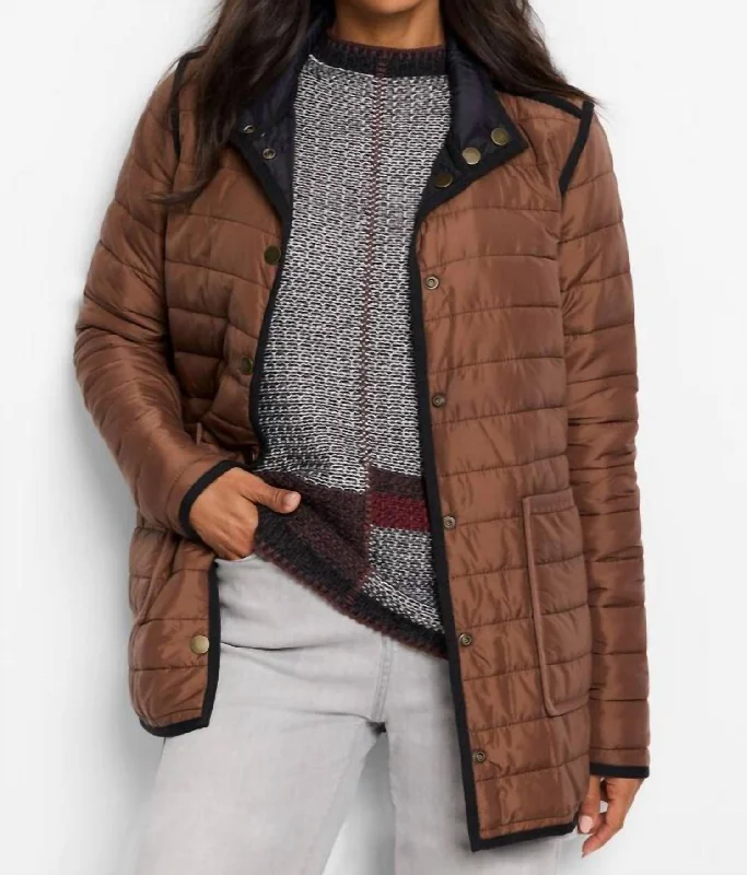 Chic Style Allovette Reversible Puffer Jacket In Brown Multi