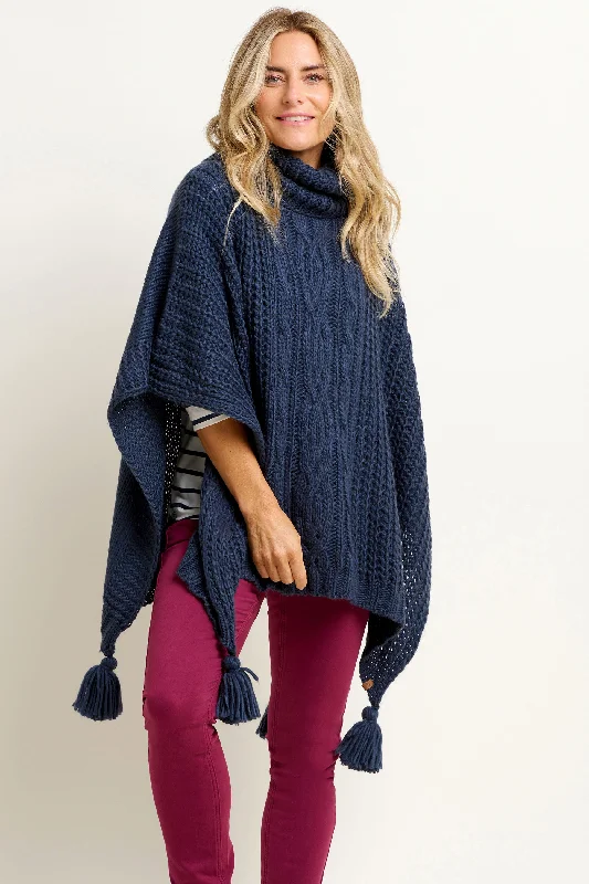 Woman Clothing Navy Knitted Poncho