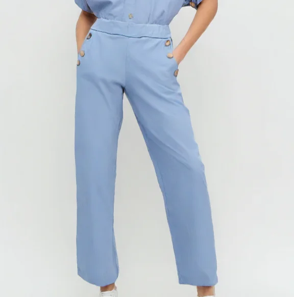 Catch Every Fashion Trend Alba Button Trousers Blue