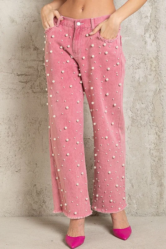 Clothing Sale Pearl Designs Pink Denim Jeans