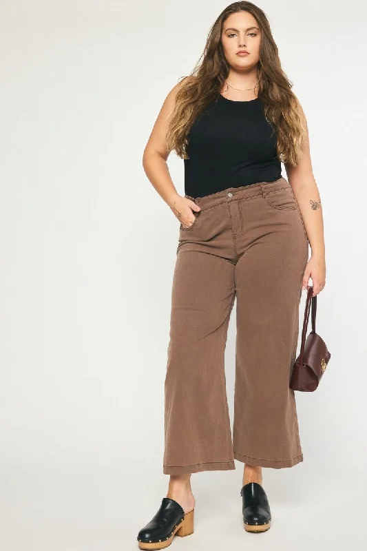 Affordable Women’s Clothing Online Brown Wide Leg Denim Pants