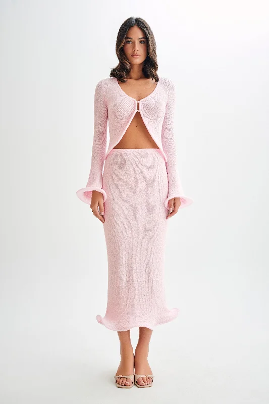 Limited Time Offer Gigi Knit Midi Skirt - Misty Rose