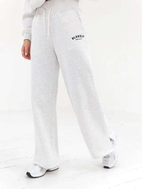 Seasonal Picks Varsity Wide Leg Sweatpants - Marl White