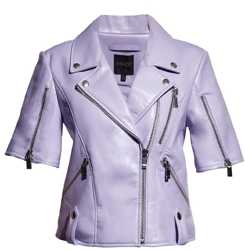 Women Fashion Nico Recycled Leather Moto Jacket In Pastel Lilac