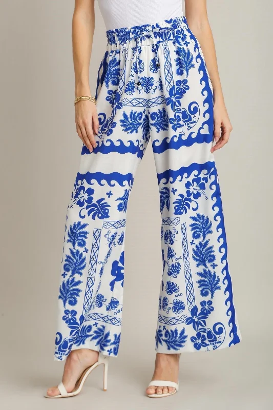 Comfortable Casual Women’s Clothing Palazzo Perfection Blue Floral Pants