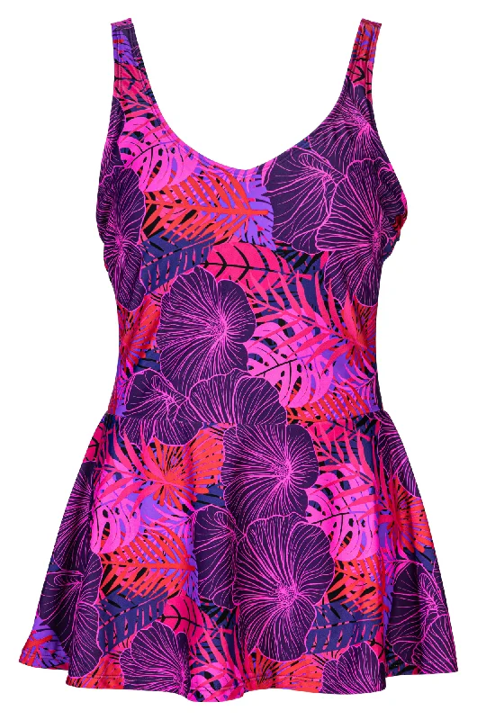 Limited Time Offer Peplum waist Swimsuit | Purple Pink Jungle | 0706A1