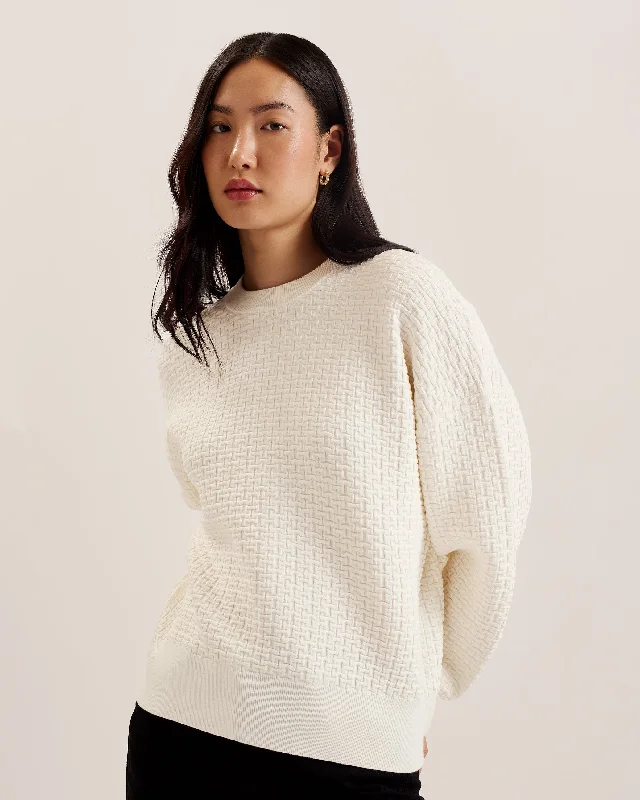 Holiday Glam Tedtyy Jacquard Knitted Crew Neck Sweater Ivory